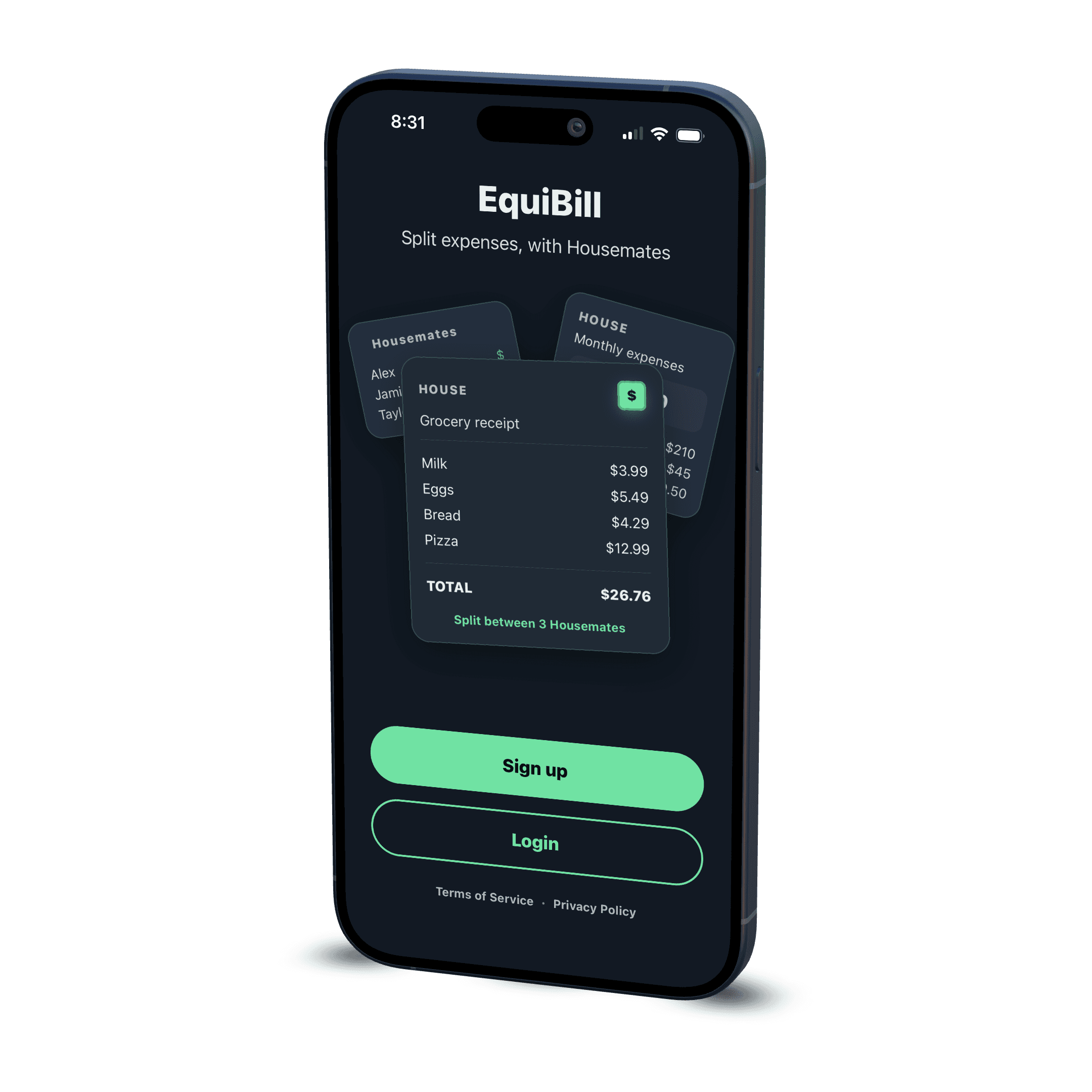 Equibill 3D iPhone mockup